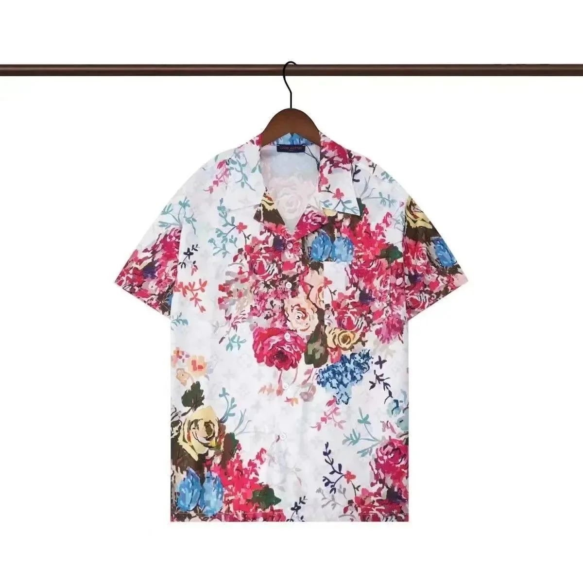 Other Floral Print Short Sleeve Shirt Casual Top White - 1