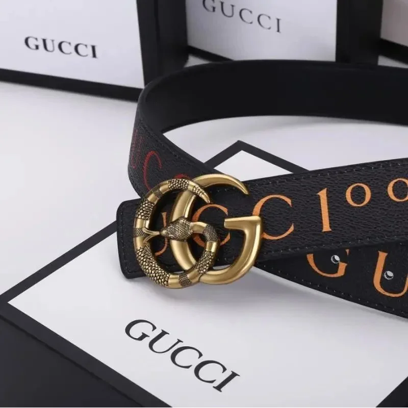 Gucci Gucci GG Supreme Black/Orange Belt Black