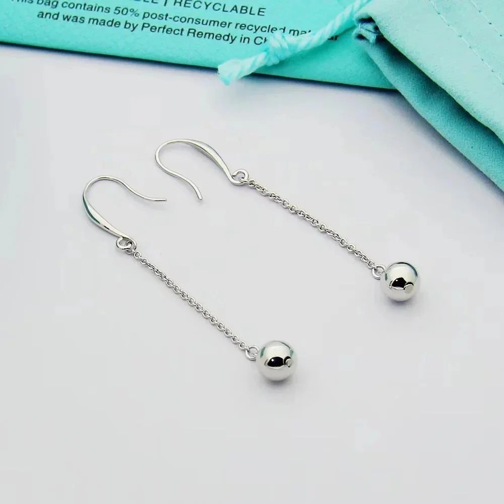 Other Silver Chain Ball Drop Earrings Silver - 1
