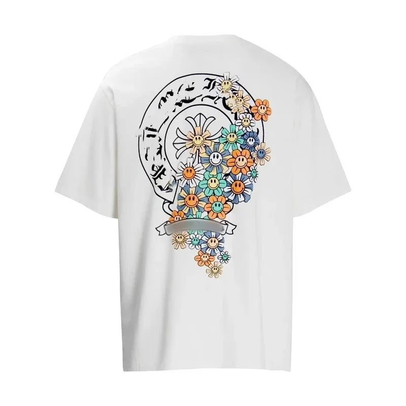 Other Unisex White Smiley Flower T-Shirt 06 T-Shirts White - 1