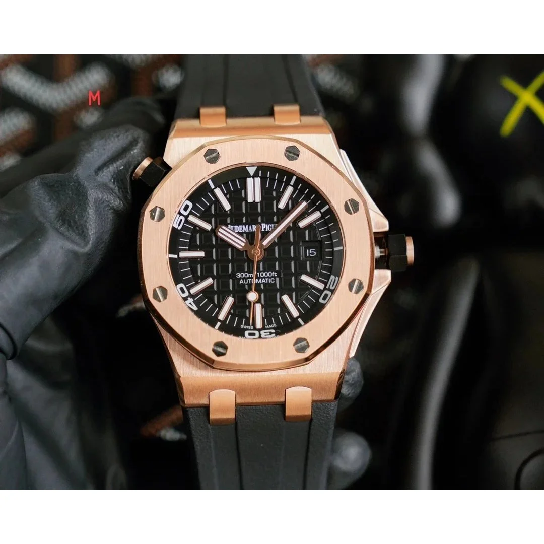 Audemars Piguet Audemars Piguet Royal Oak Rose Gold Black Dial Watch Gold - 1