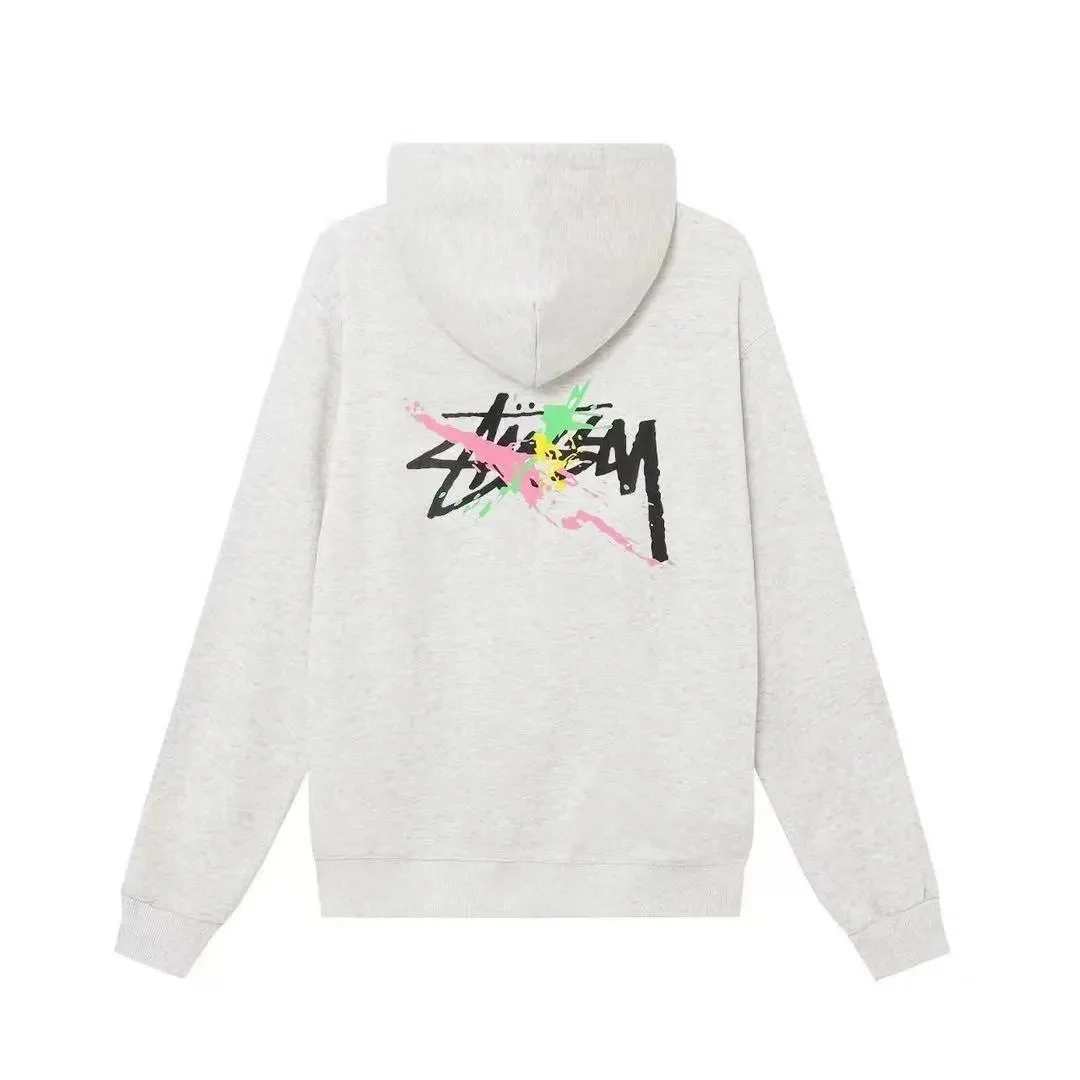 Stussy Stussy Stüssy Hoodie Light Grey with Color Splash Logo Grey - 1