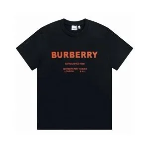 Burberry Burberry Black T-Shirt with Orange Logo Black