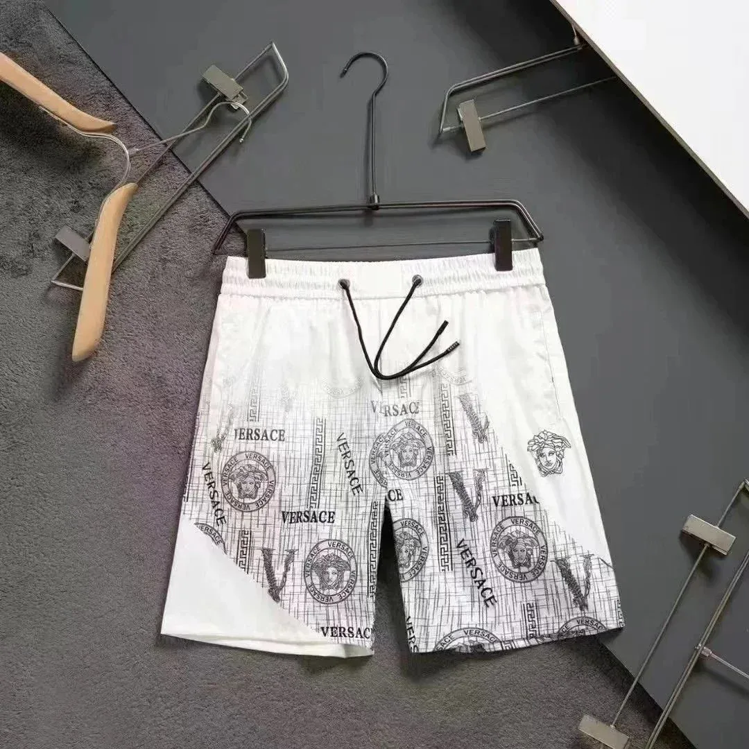 Versace Versace Medusa White/Black Logo Print Shorts White