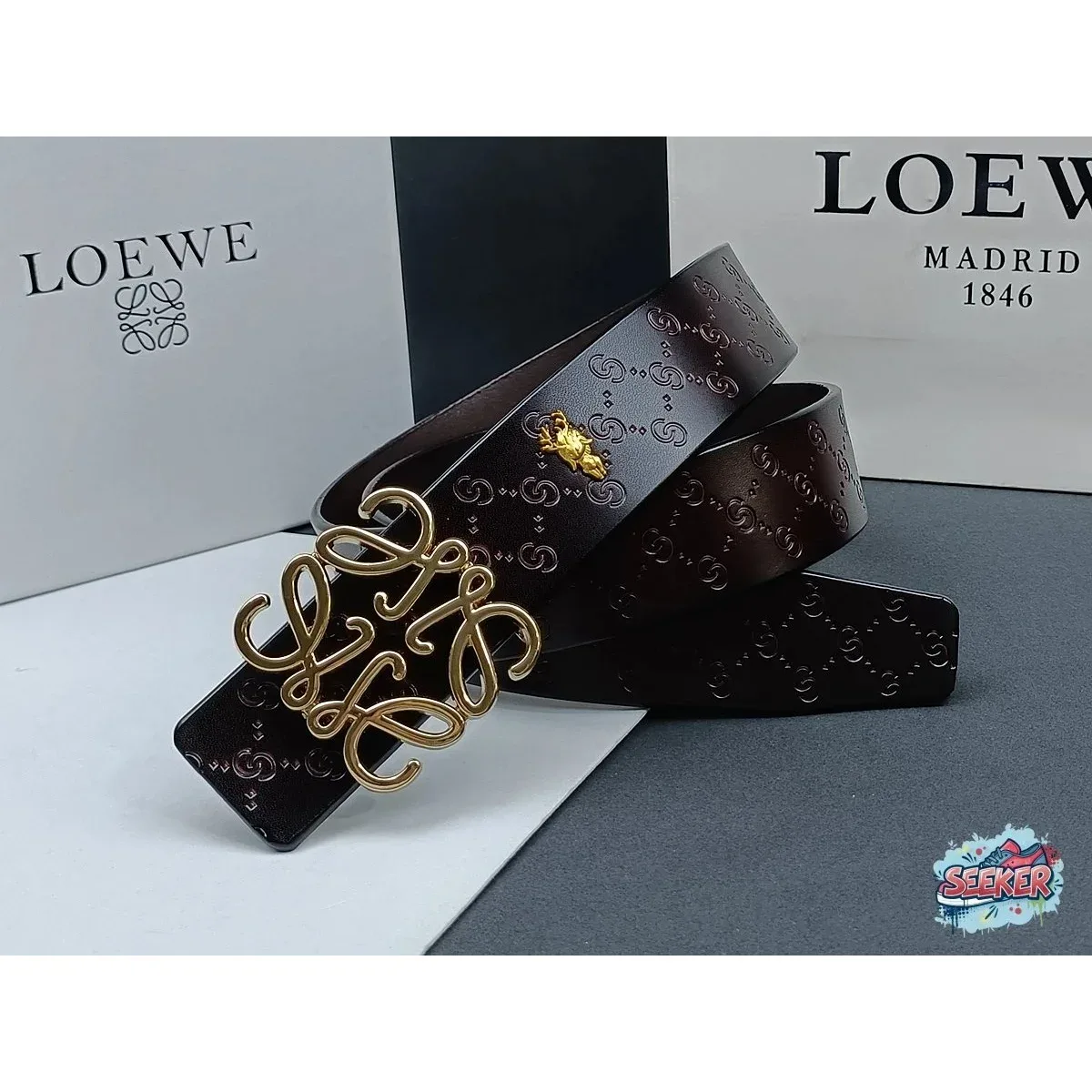 Loewe Loewe Anagram Belt Brown Leather Belt Brown - 1