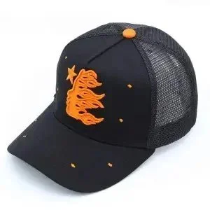 Other Black Orange Flame Trucker Cap Black - 1