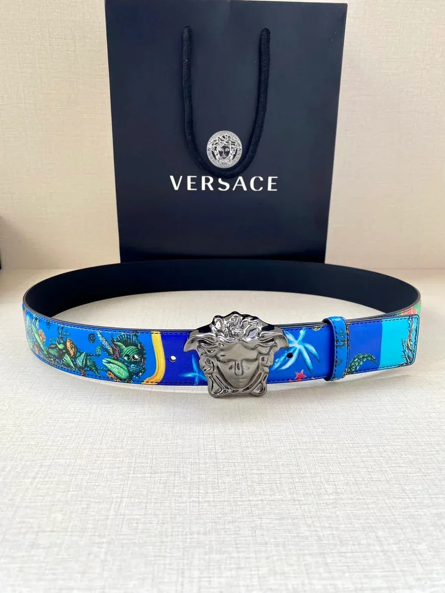 Versace Versace Medusa Head Belt Blue Print Belt Blue - 1