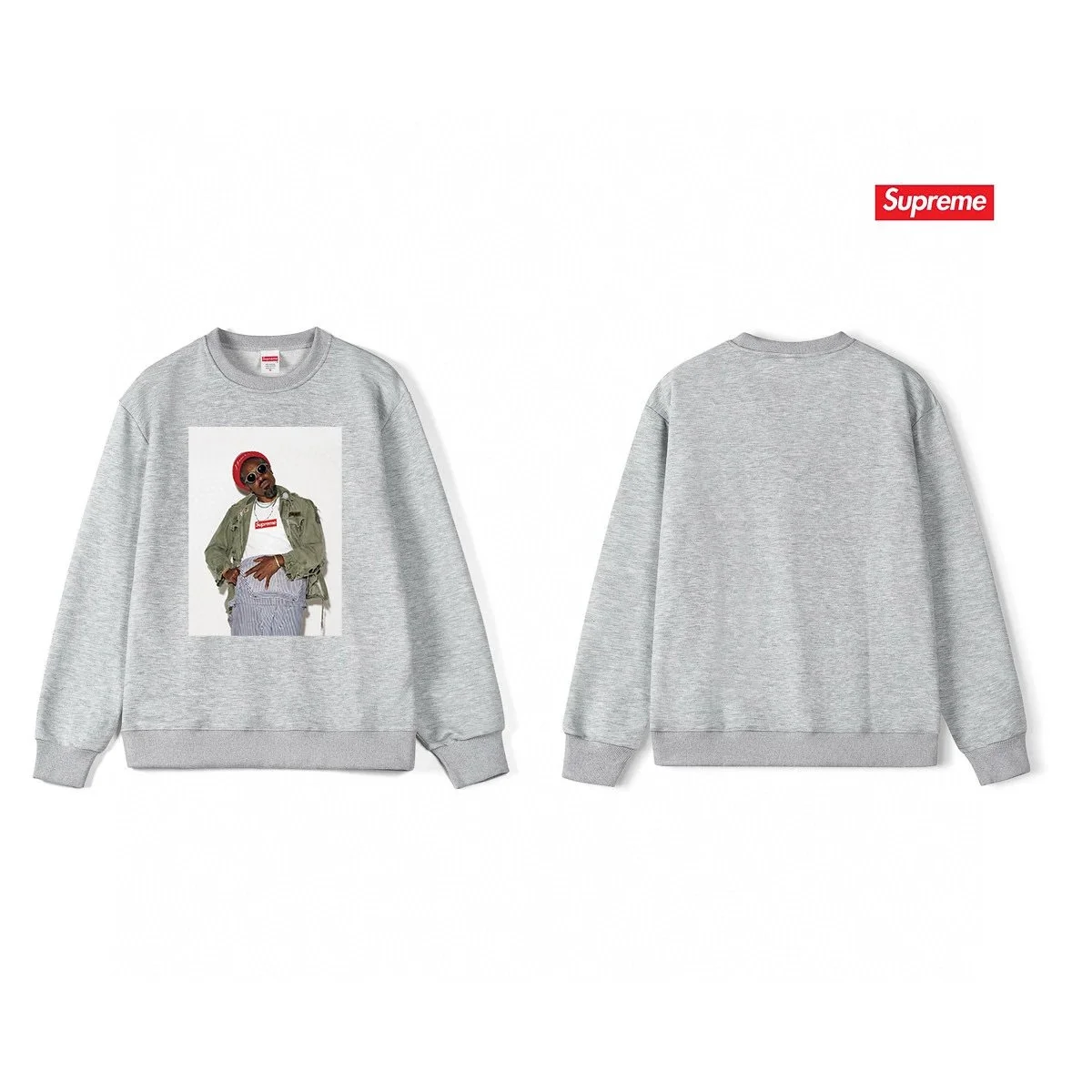 Supreme Supreme Grey Box Logo Graphic Sweatshirt Grey - 1
