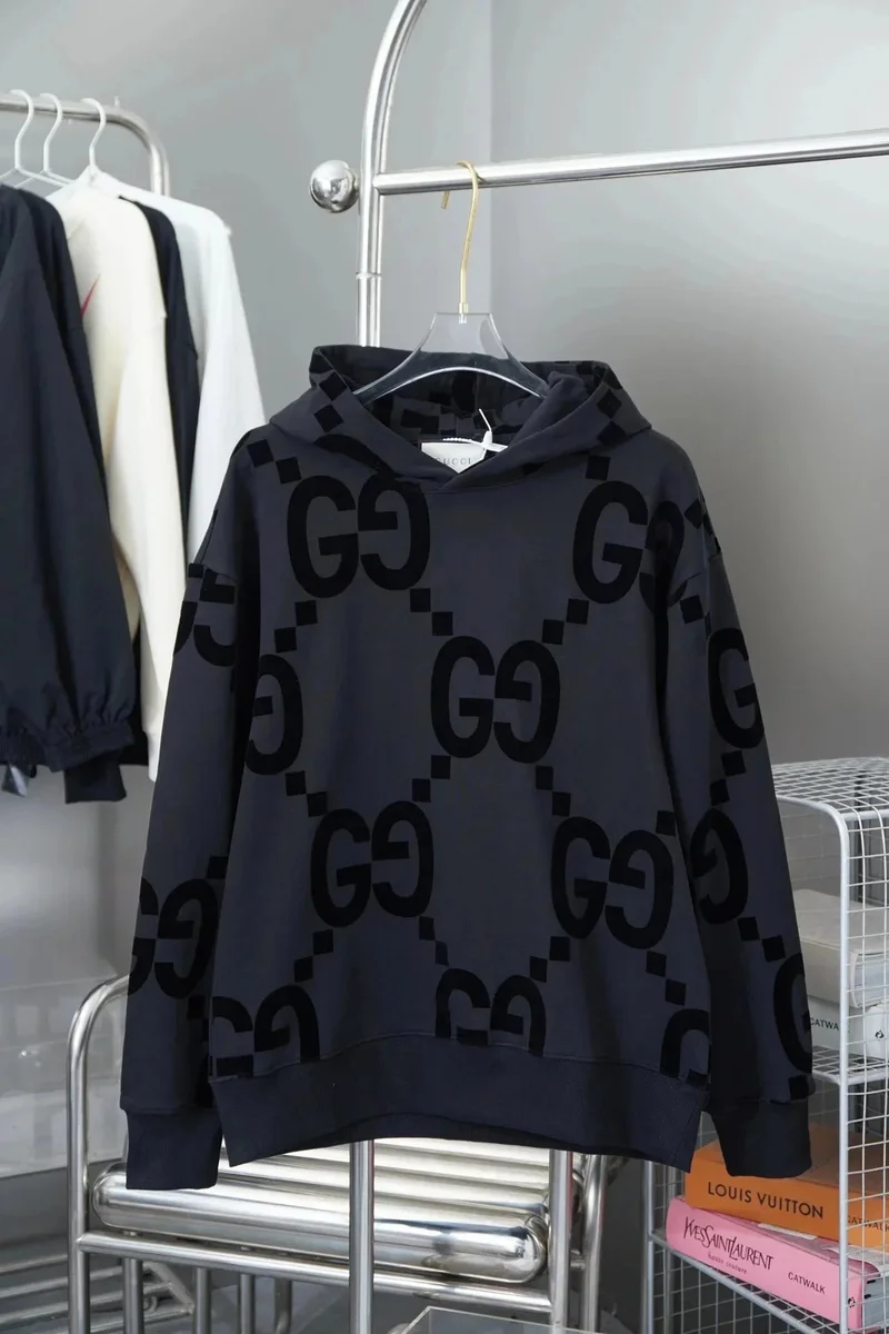 Gucci Gucci GG Supreme Black/Charcoal Hoodie Grey