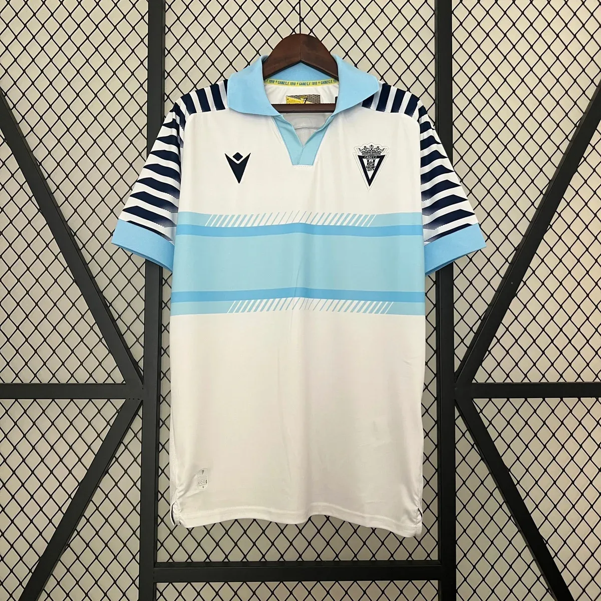 Macron Macron White/Light Blue/Navy Striped Polo Shirt White