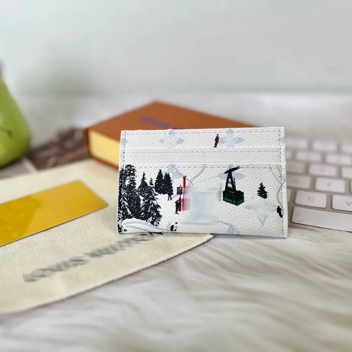 Louis Vuitton Louis Vuitton White Winter Scene Card Holder White