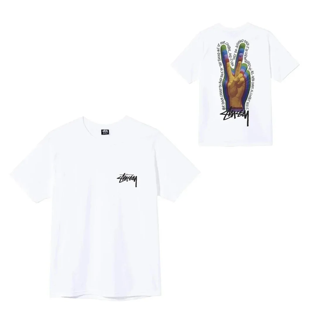 Stussy Stussy STX-052 Peace Sign T-Shirt White T-Shirts White - 1