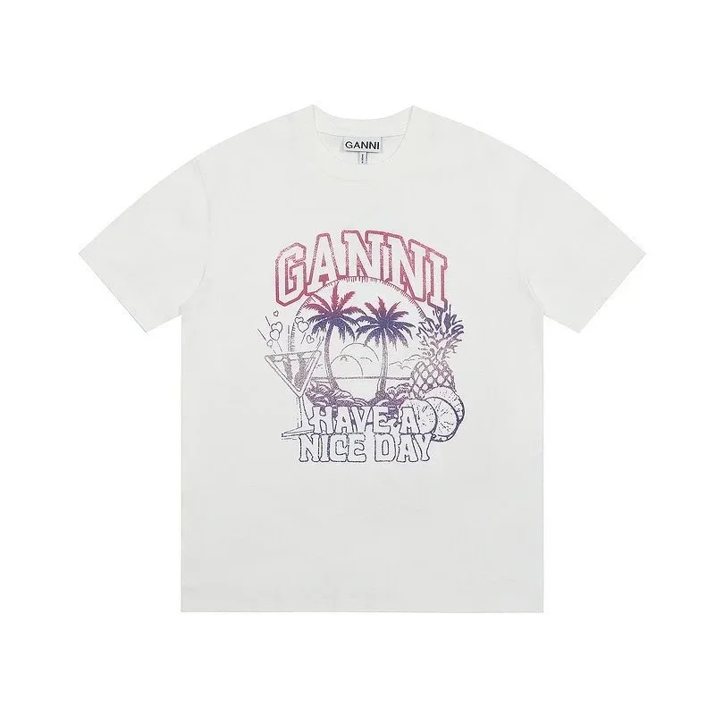 Ganni Ganni Have a Nice Day White Graphic T-Shirt White - 1