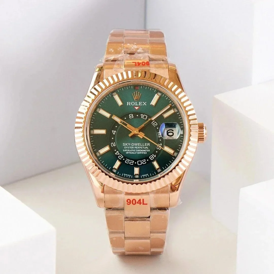 Rolex Rolex Sky-Dweller Green Dial Rose Gold Watch Green
