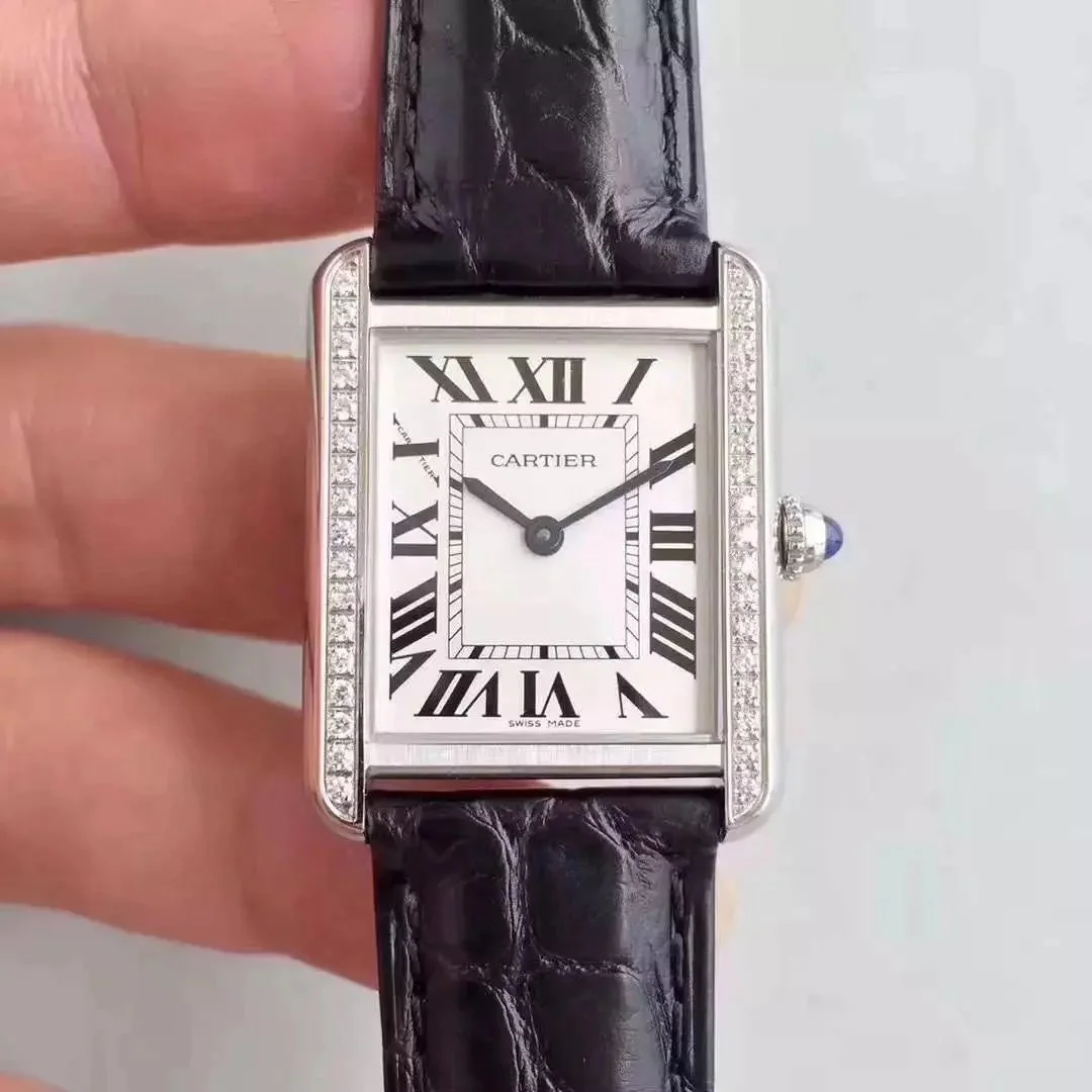 Cartier Cartier Tank Silver Diamond Black Watch Black