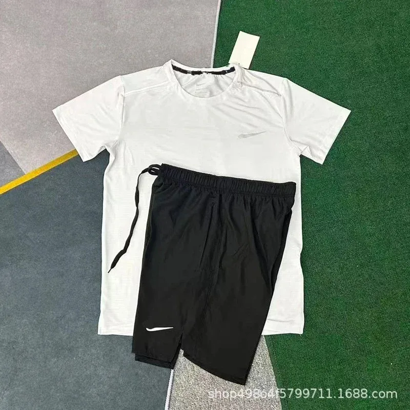 Nike Nike Crystal Stripe White + D218 Black Shorts Set White - 1