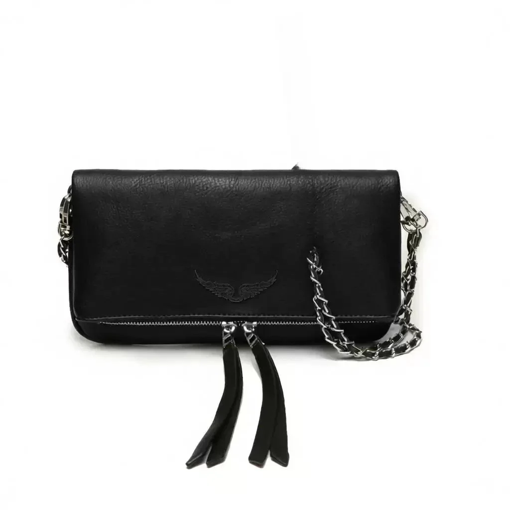Other Classic Black Leather Clutch Bag with Chain Strap Black - 1