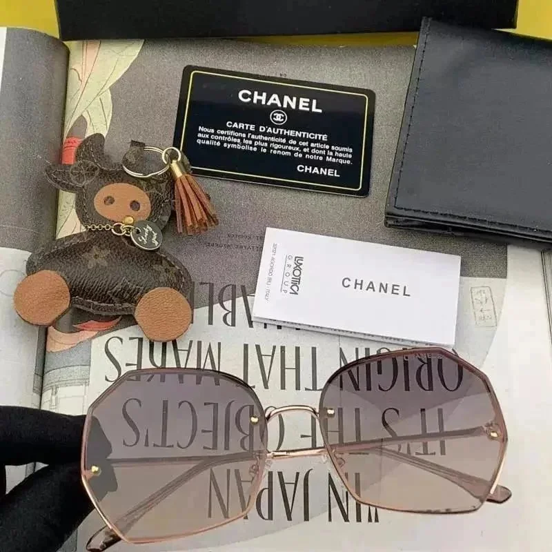 Chanel Chanel Rose Gold/Brown Sunglasses Gold