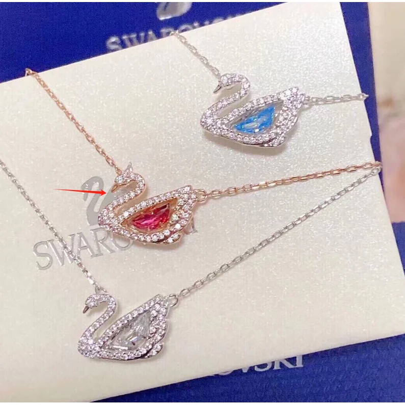 Swarovski Swarovski Constella Swan Necklace Rose Gold/Silver Blue/Red Blue