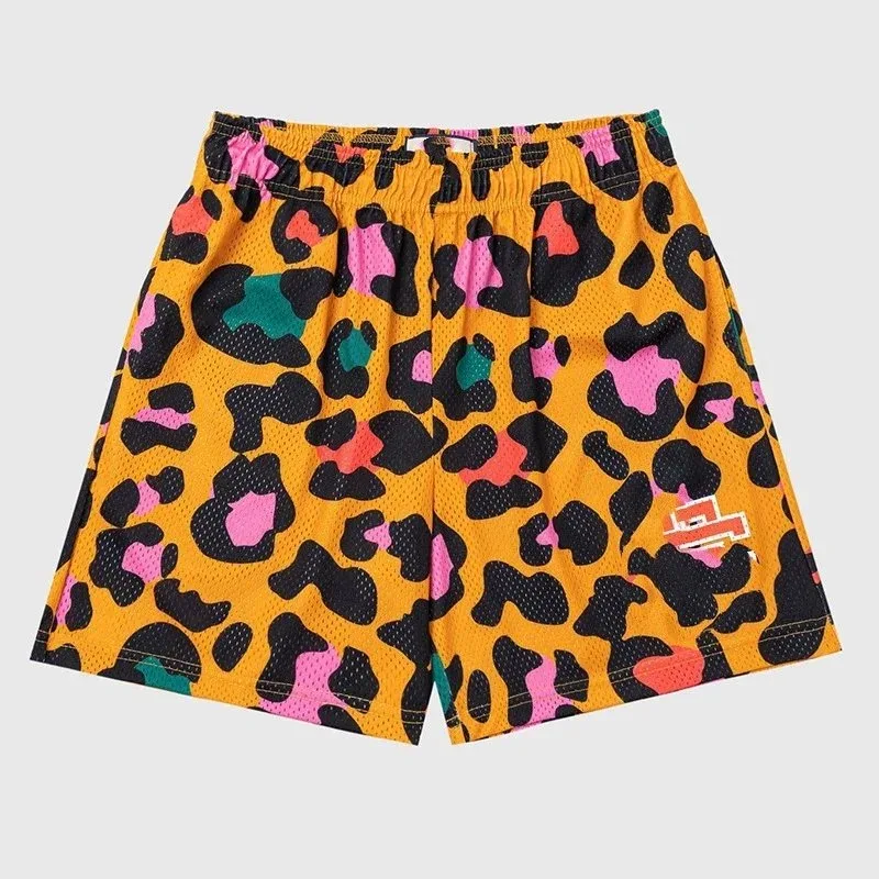 SP5DER SP5DER Yellow Multi-Color Leopard Print Shorts Yellow - 1