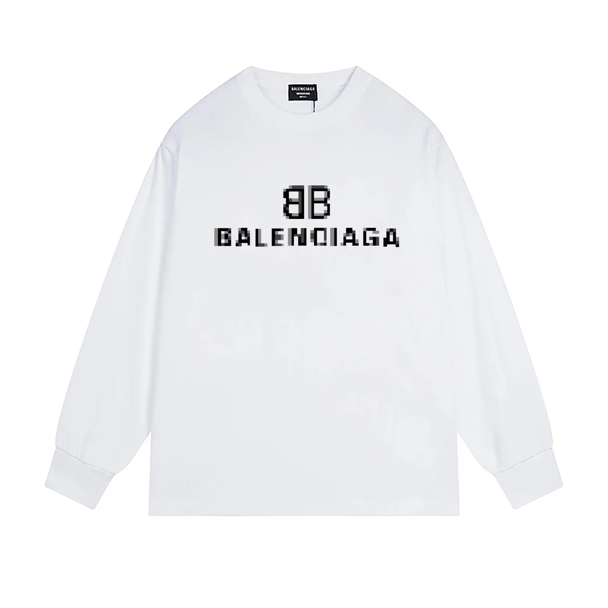 Balenciaga Balenciaga Pixel BB White Long-Sleeve T-Shirt White - 1
