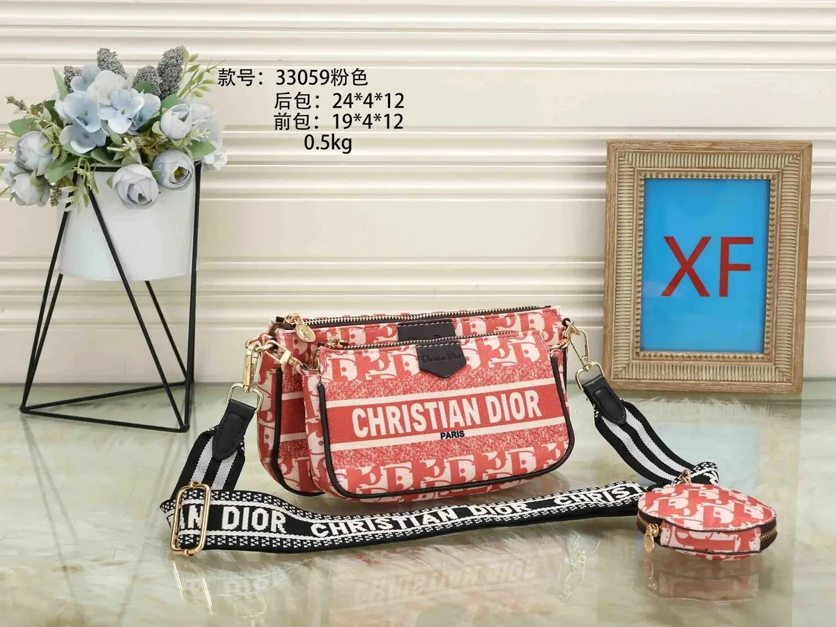 Dior Christian Dior Lady Dior Pink Canvas Shoulder Bag Pink - 1