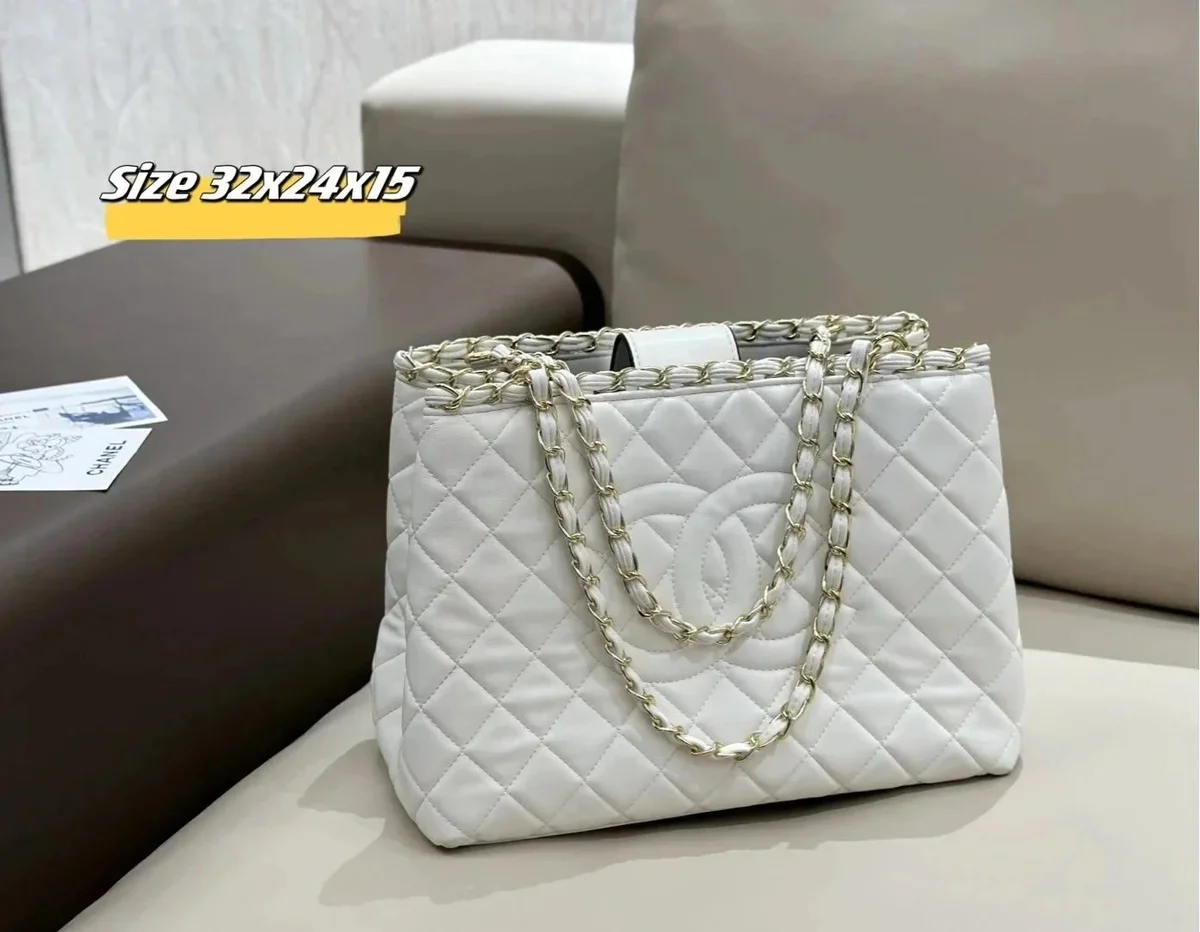 Chanel Classic Flap White Quilted Tote
