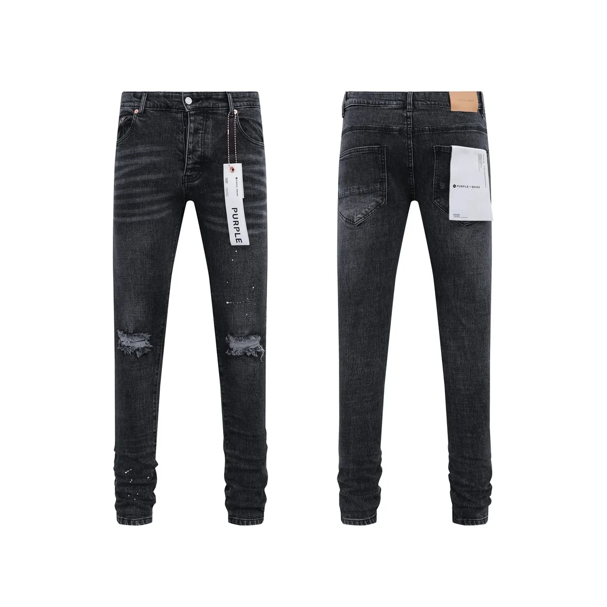 Purple Brand Purple Brand Distressed Black Slim Fit Jeans Black - 1