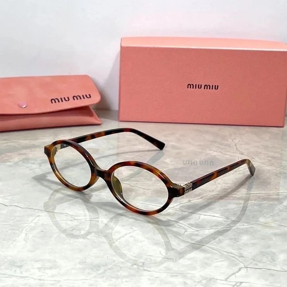 Miu Miu Miu Miu Leopard Print Round Eyeglasses Multicolor