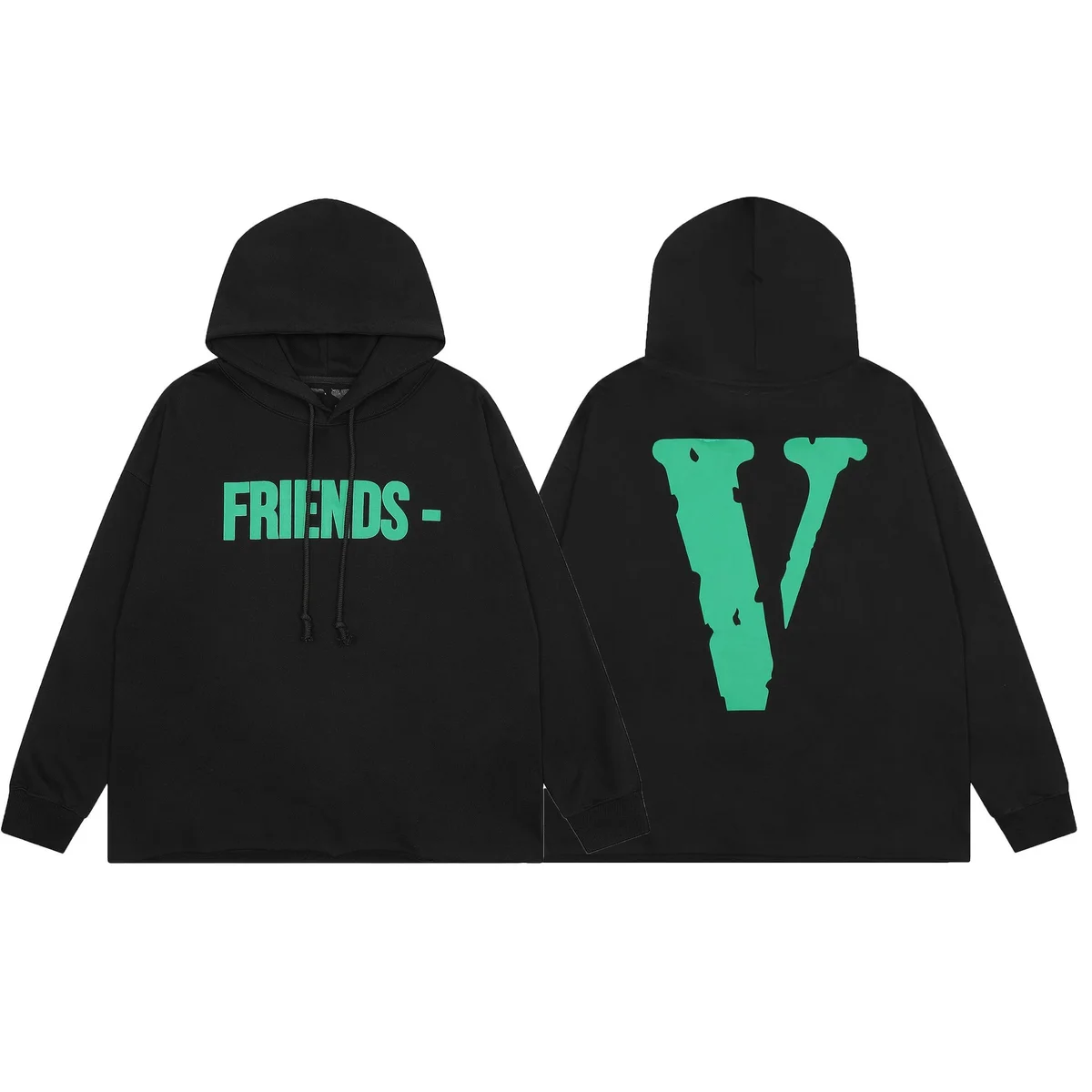 Revenge Revenge Hoodie Black/Green Distressed Hem Black - 1
