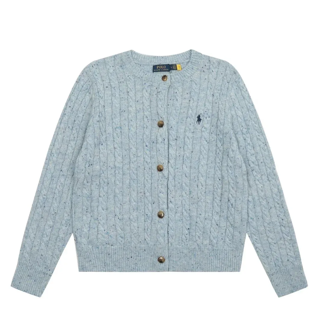 Polo Ralph Lauren Polo Ralph Lauren Classic Logo Sky Blue Speckle Cardigan Blue - 1