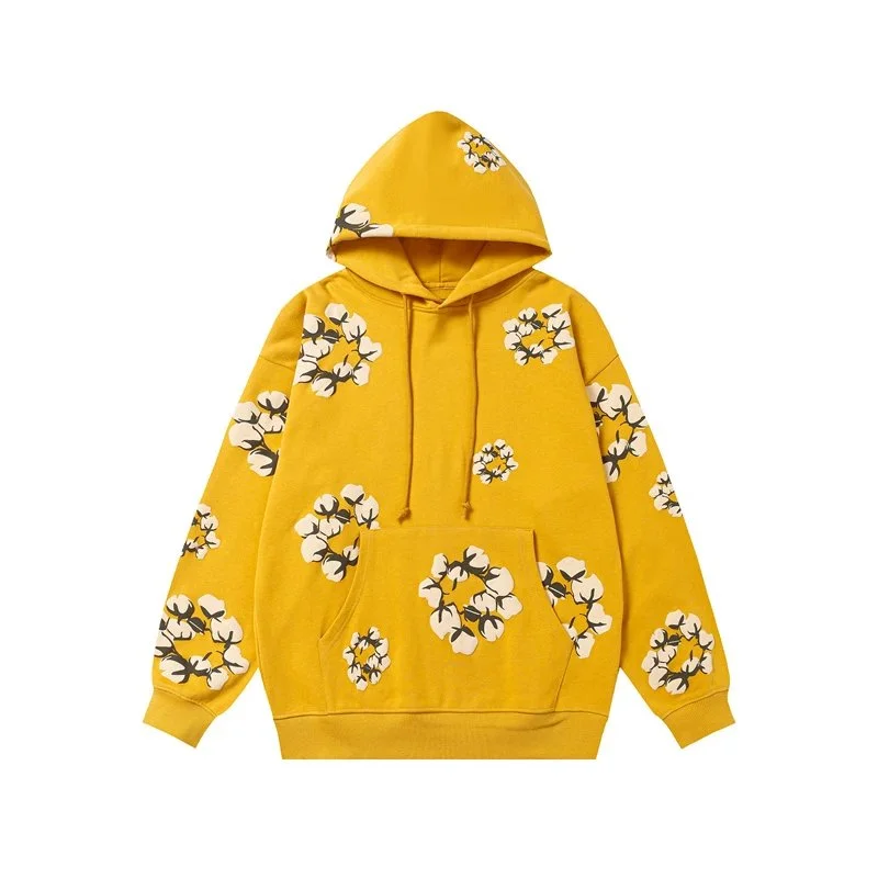 Other Yellow Cotton Flower Print Hoodie Yellow - 1