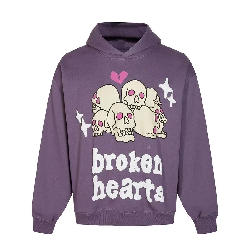 Other Purple 'Broken Hearts' Skull Print Hoodie Purple - 1