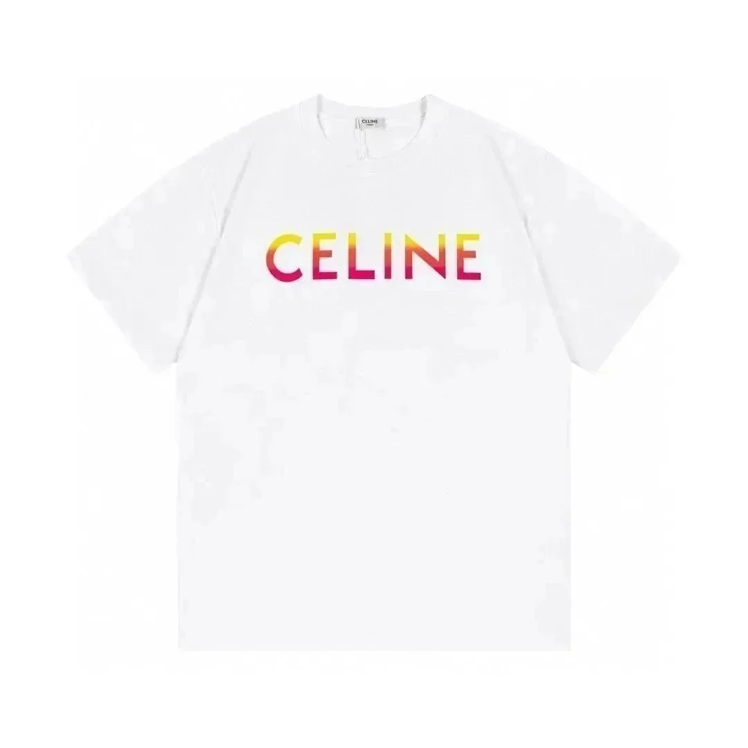 Celine Celine Classic Logo Rainbow Gradient T-Shirt White