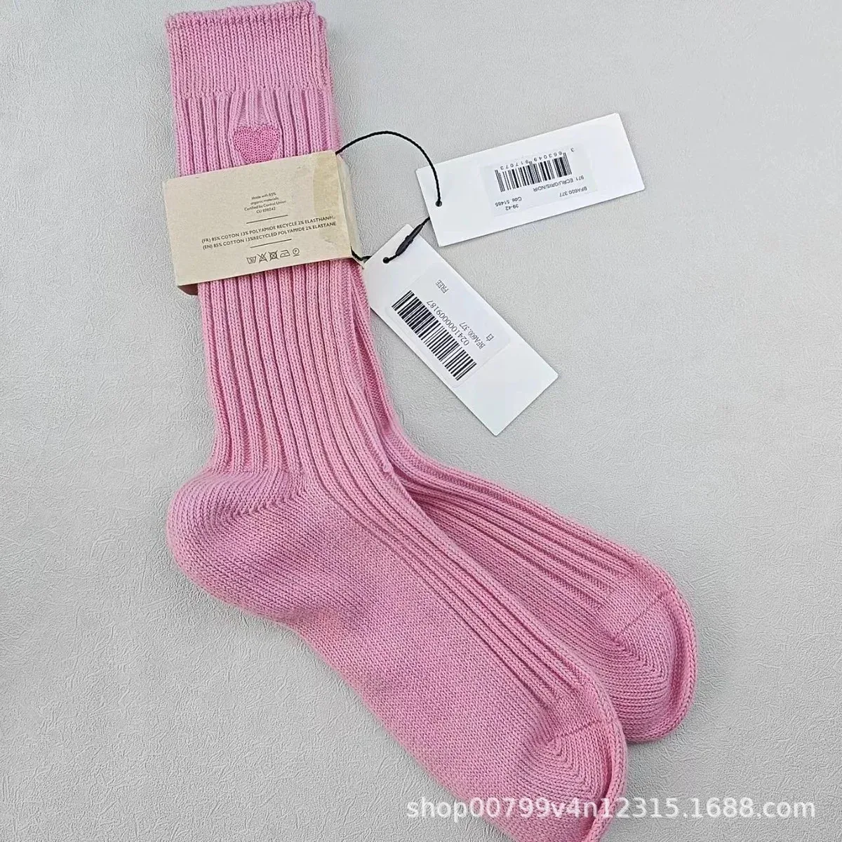 Other Pink Heart Detail Ribbed Socks Pink
