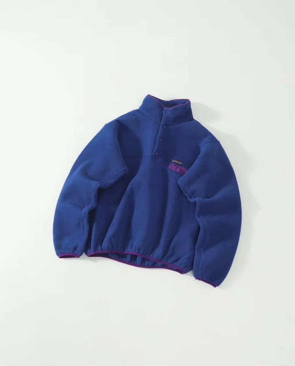 Patagonia Patagonia Classic Logo Blue Purple Pocket Fleece Jacket Blue - 1