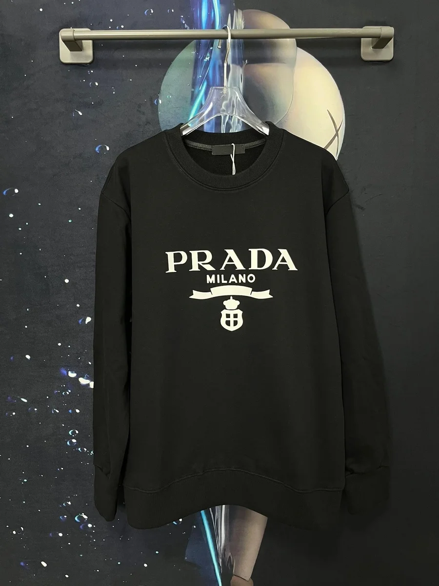 Prada Prada Black Logo Print Oversized Sweatshirt Black