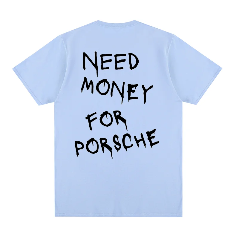 Other Sky Blue 'Need Money for Porsche' T-Shirt Blue - 1