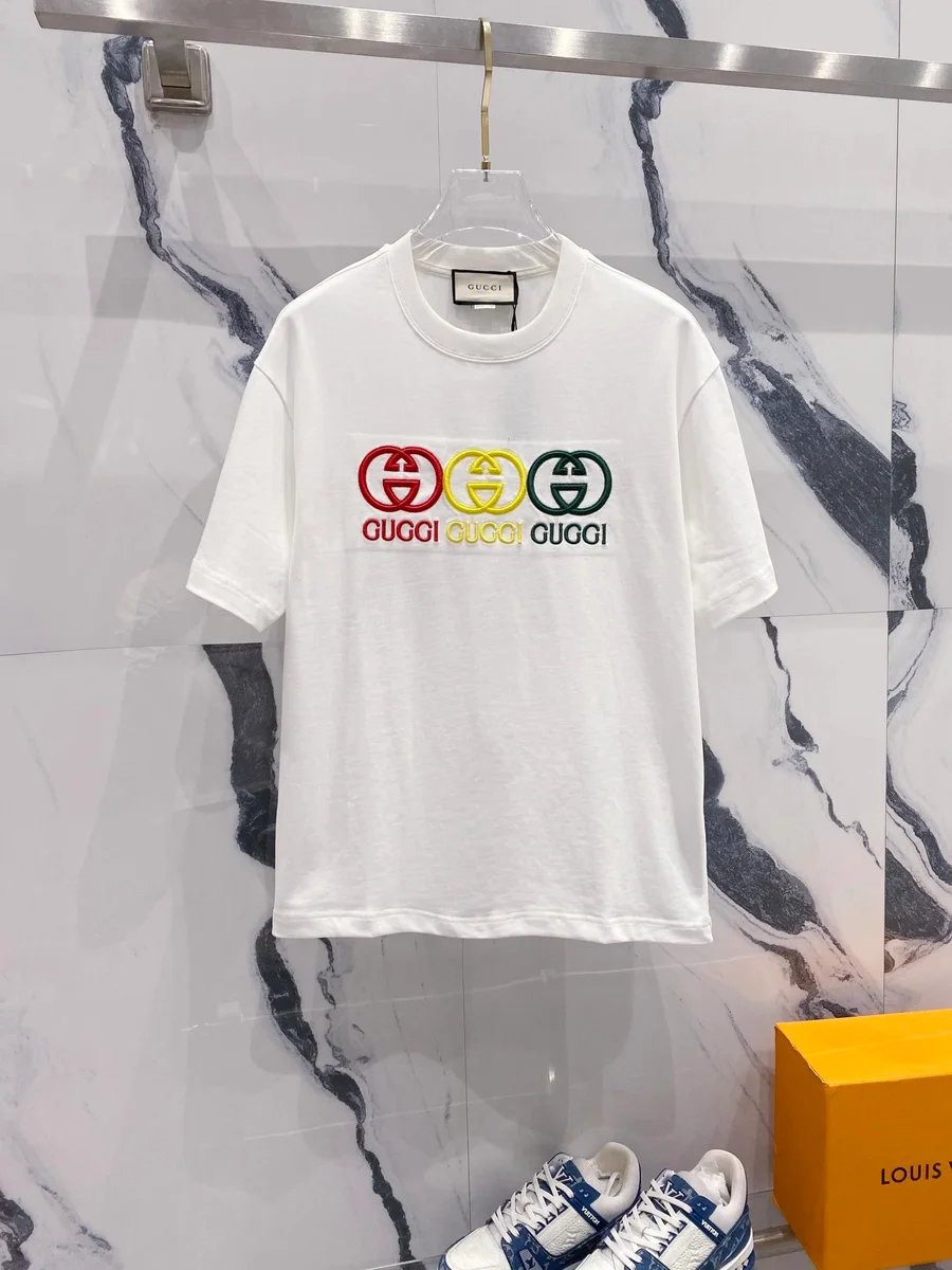 Gucci Gucci Interlocking G White Tri-Color Logo T-Shirt White
