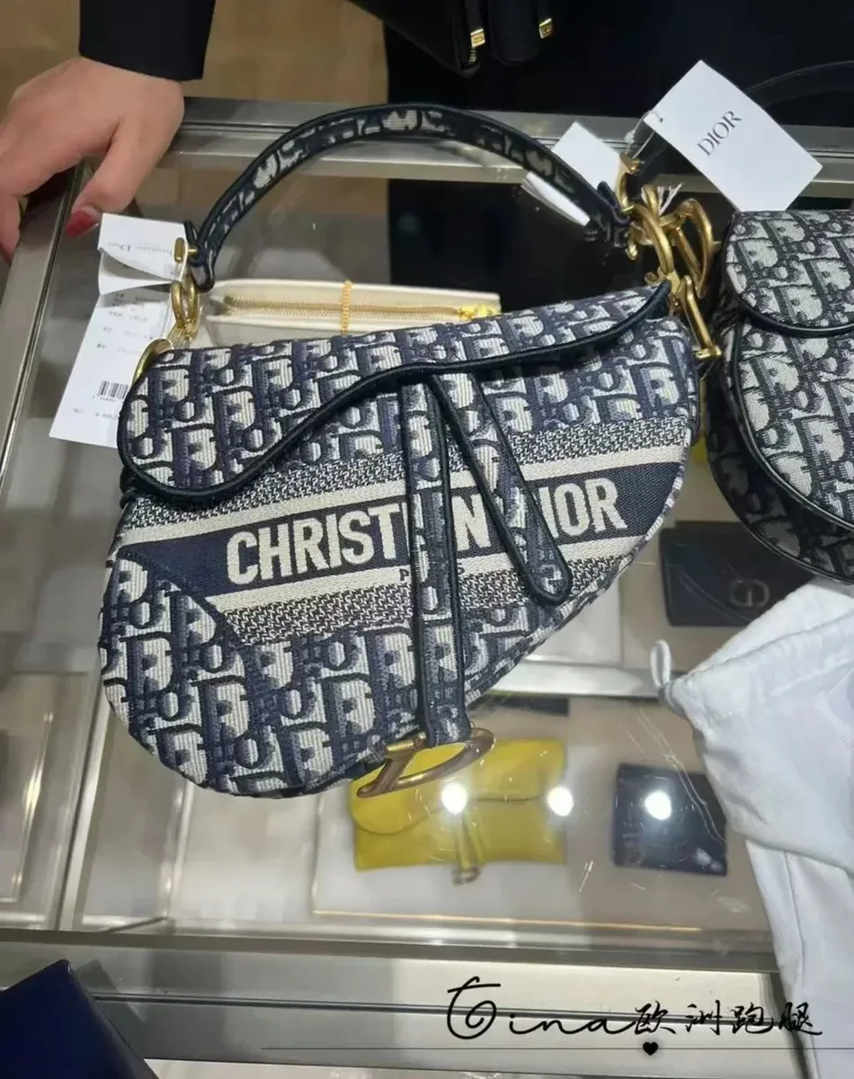 Dior Dior Saddle Oblique Navy/White Bag Navy