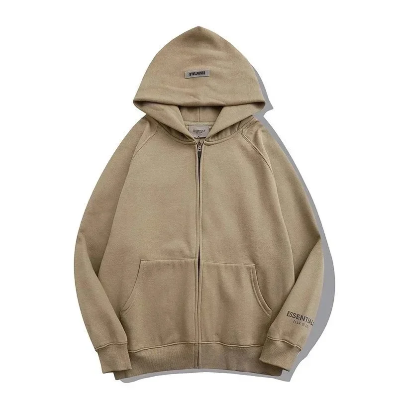 Fear of God Fear of God Essentials Zip-Up Hoodie Beige Beige - 1