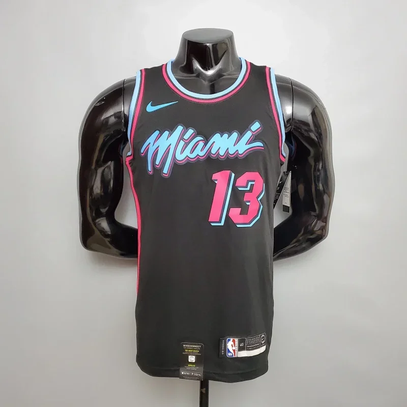 Nike Nike Miami Heat #13 Air Jordan Jersey Black/Blue/Pink Black - 1