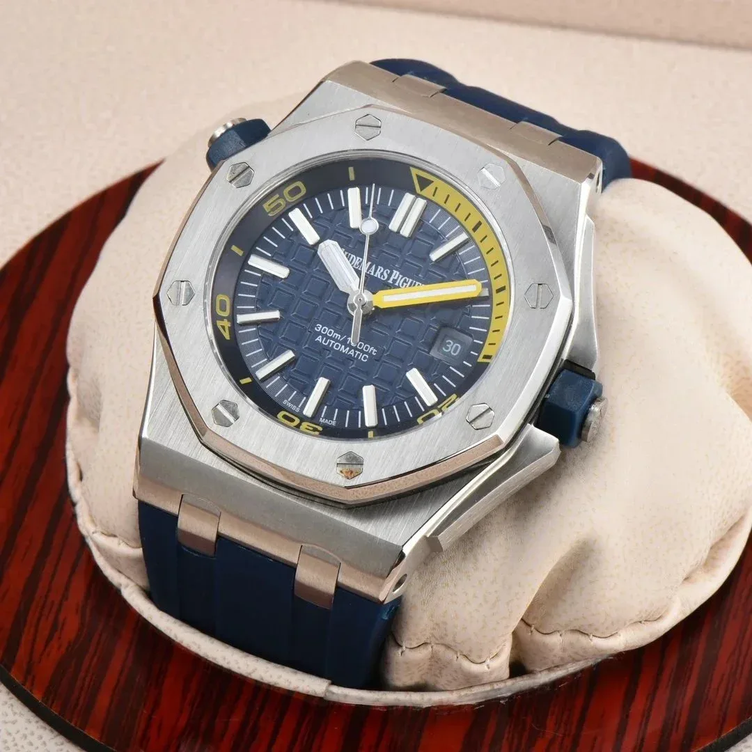 Audemars Piguet Audemars Piguet Royal Oak Offshore Silver Blue Yellow Watch Blue - 1