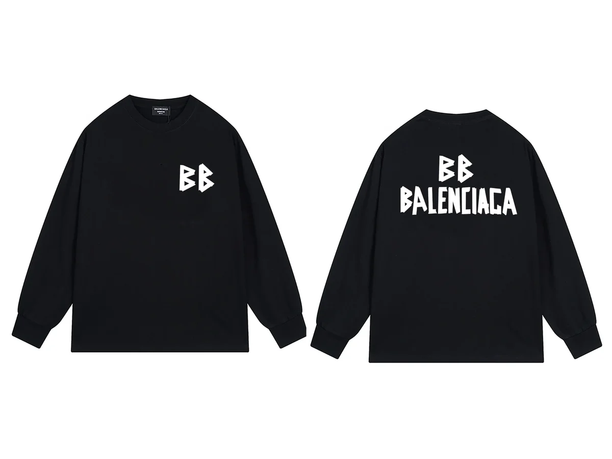 Balenciaga Balenciaga BB Black Long Sleeve T-Shirt Black - 1