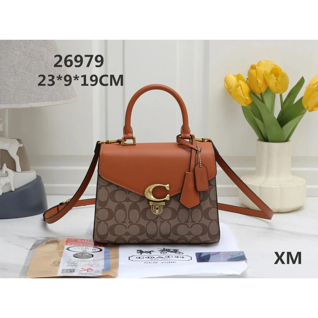 Coach Coach Signature C Lock Top Handle Bag Tan & Brown Brown - 1