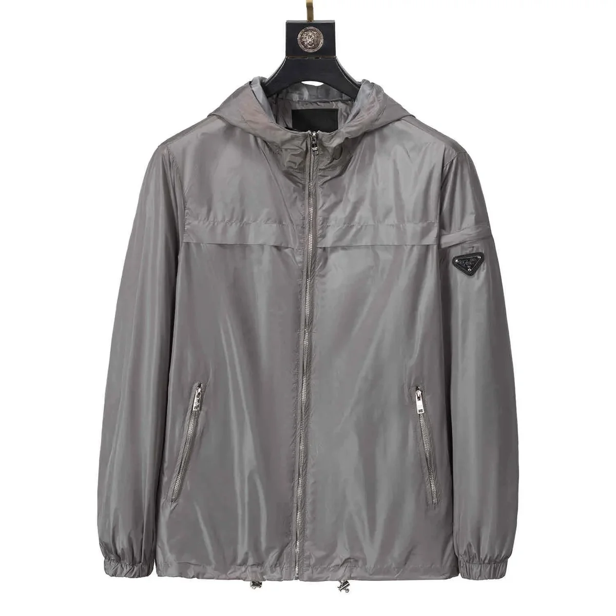 Prada Prada Re-Nylon Hooded Jacket Slate Grey Grey