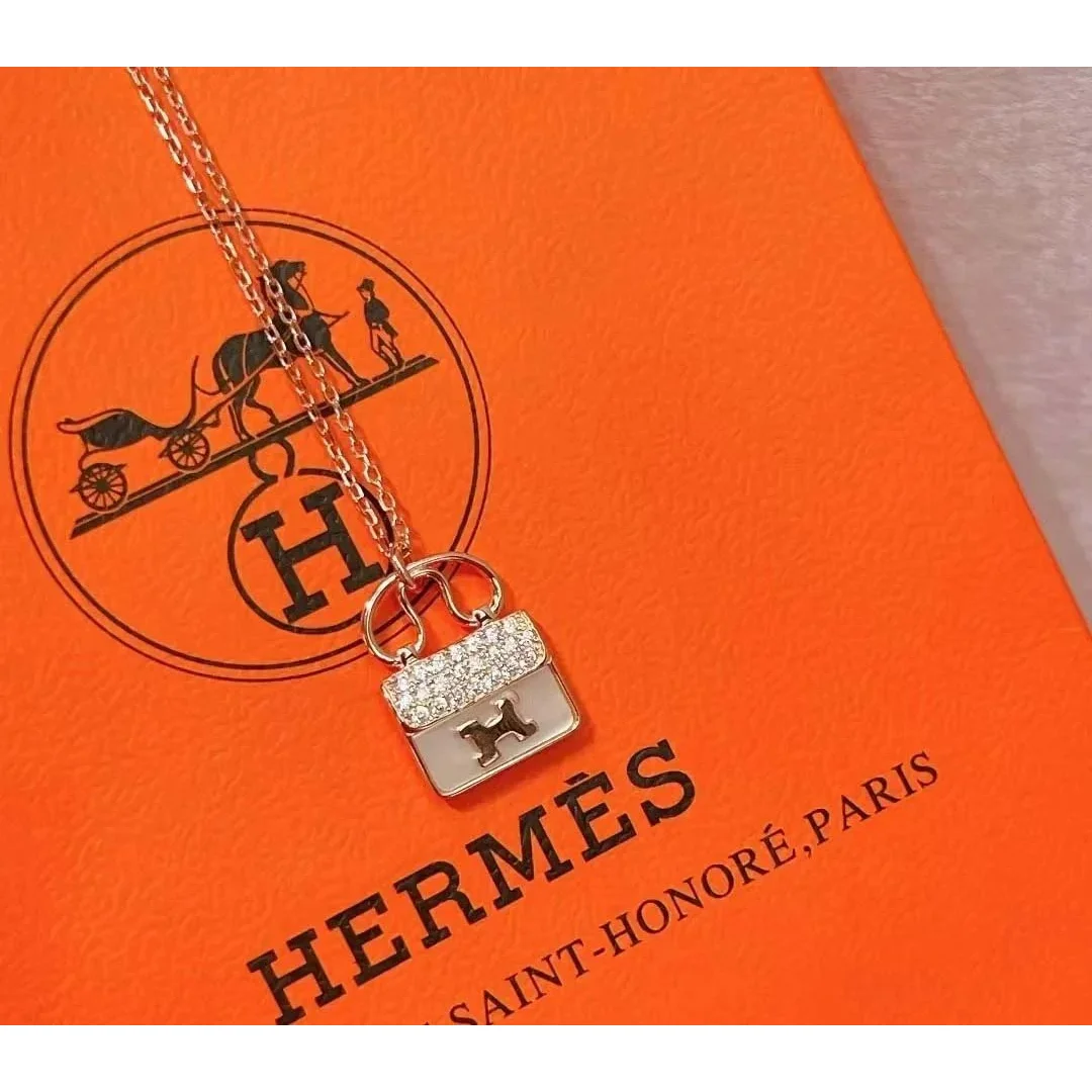 Hermès Hermès Kelly Crystal Silver Mini Bag Necklace Silver