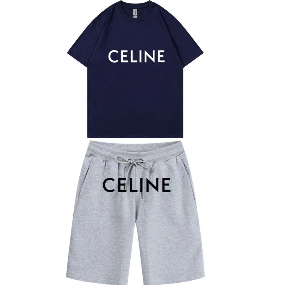 Celine Celine Classic Logo Navy/Grey Co-ord Set Navy