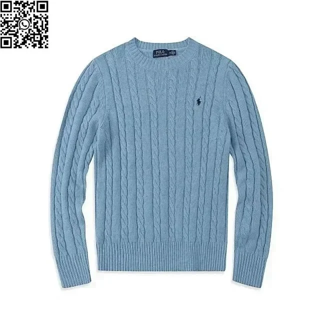 Polo Ralph Lauren Polo Ralph Lauren Classic Logo Light Blue Cable Knit Sweater Blue - 1