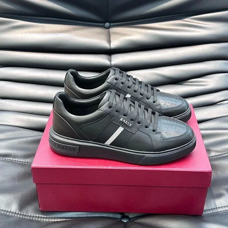Bally Bally Black Leather Sneakers with White Stripe Black - 1